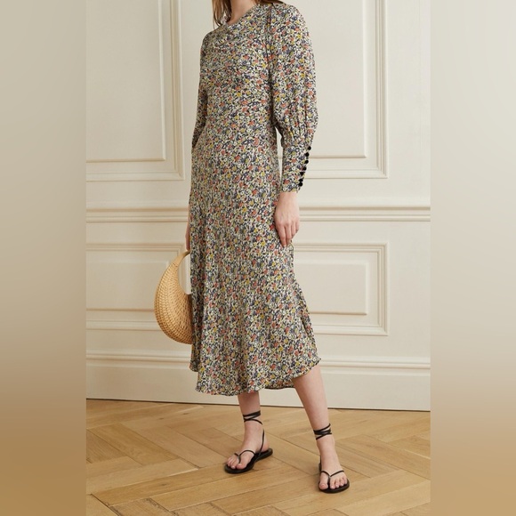 Doen Nanette Dress in Zelda Floral 1940s Style Bias Cut Midi Dress - Picture 1 of 11